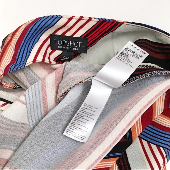 Topshop Multi color stripe front slit pencil skirt - Picture 7 of 8